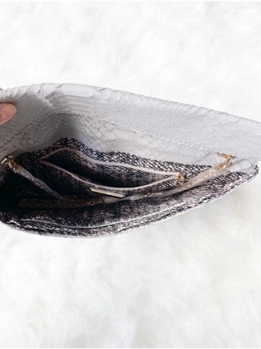 VICI Gray Croc Embossed Envelope Clutch